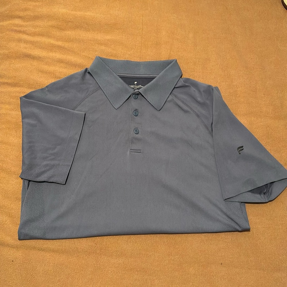 Fabletics slate blue short sleeve polo